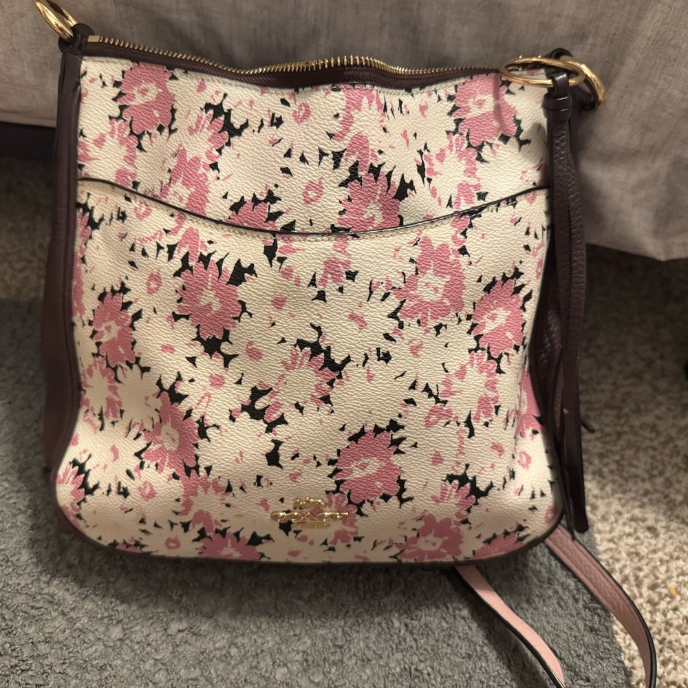 Coach Pink and Cream Floral Crossbody Bag